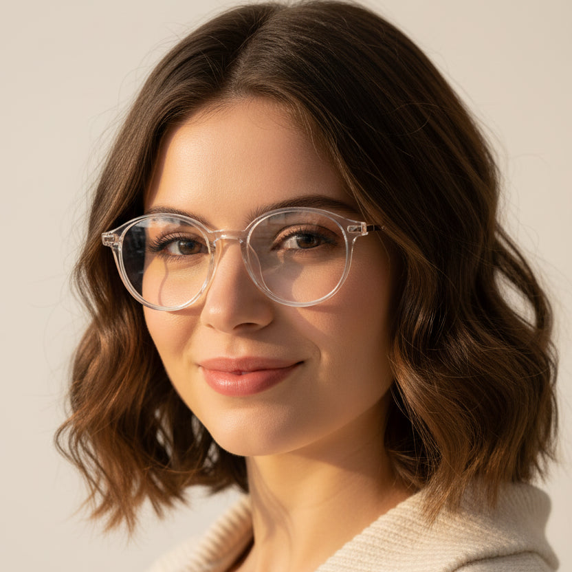 Gold-Transparent Round Eyeglasses For Women ELE98015-TRANS