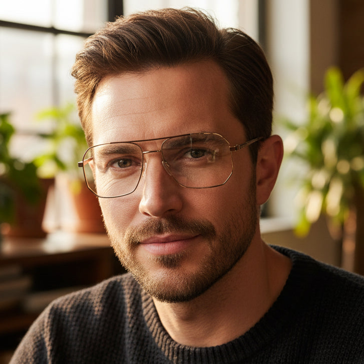 Gold Eyeglasses & Computer Glasses For Men ELE1107-Golden