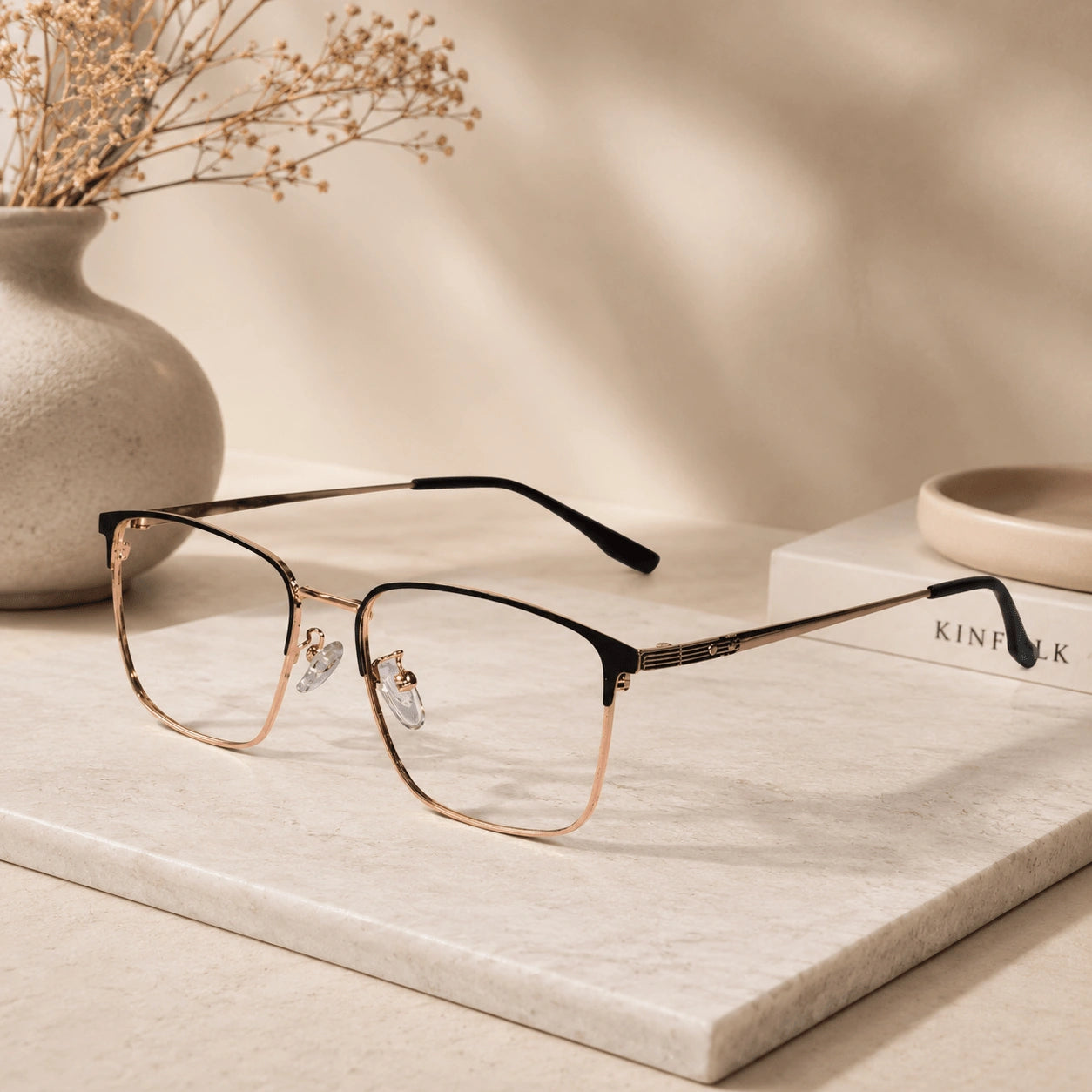 Gold Eyeglasses & Computer Glasses For Men LKE8103-Golden