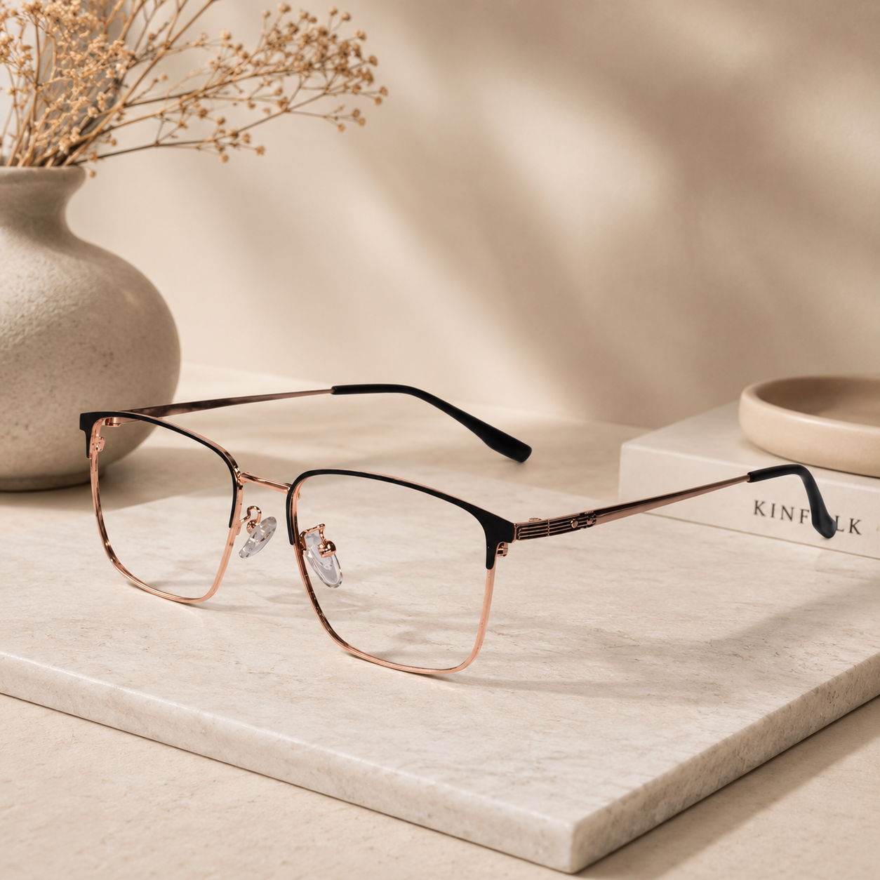 Gold Eyeglasses & Computer Glasses For Men LKE8103-Golden