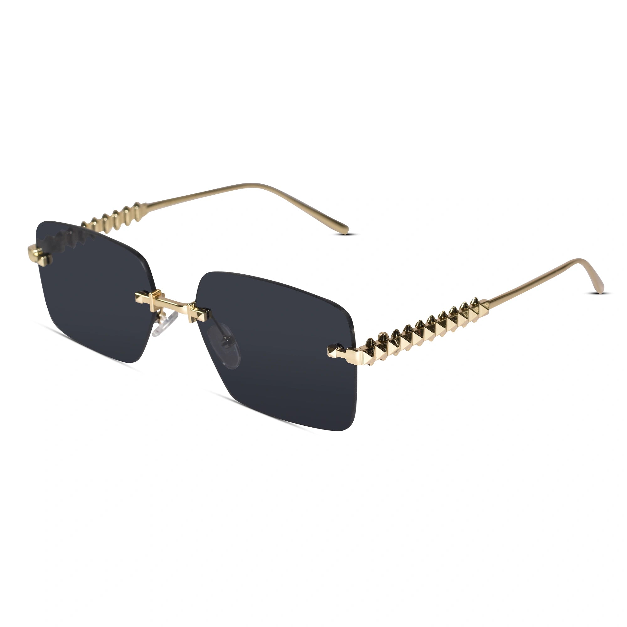 Gold Studded Rimless Sunglasses for Women ELS3038-BLK GOLD
