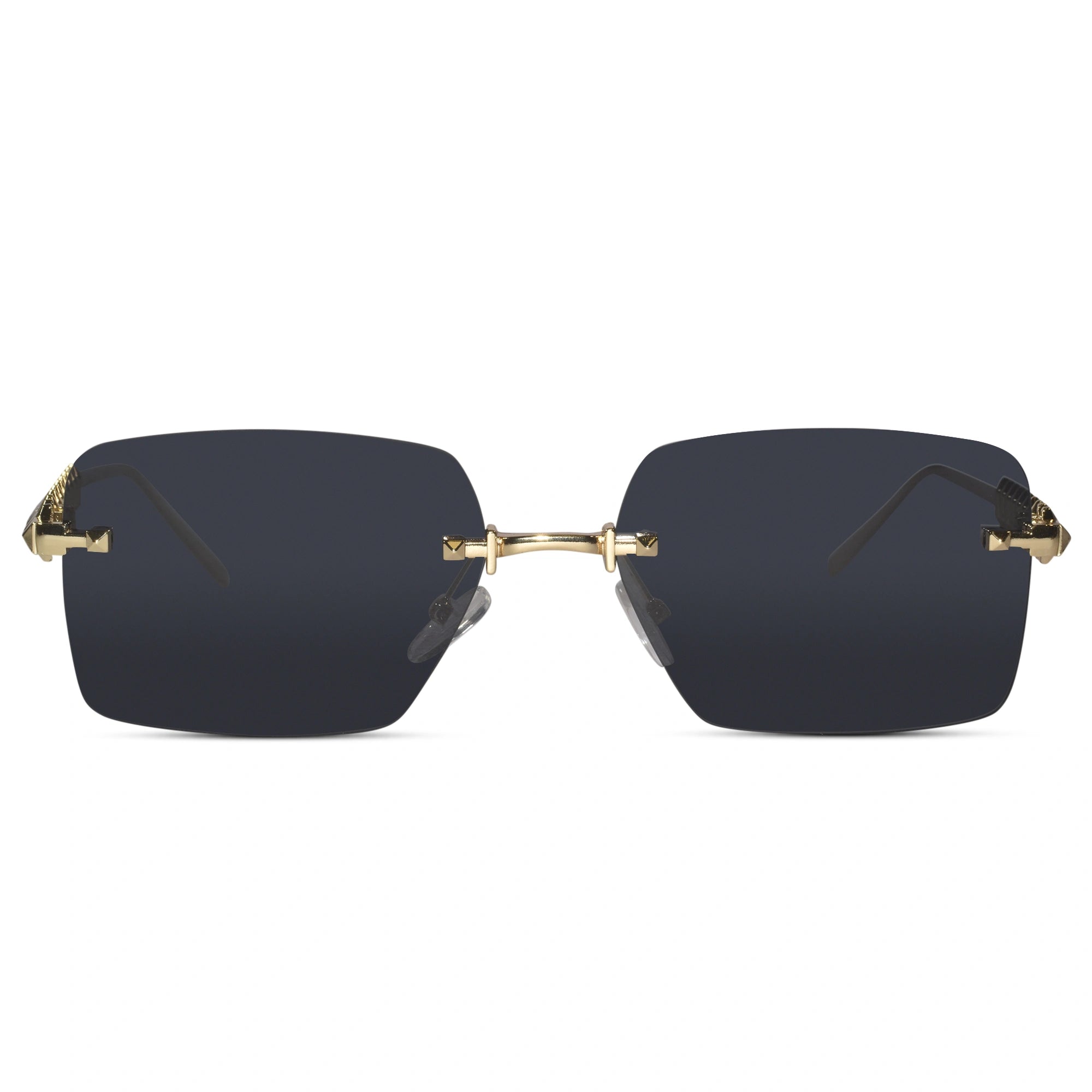 Gold Studded Rimless Sunglasses for Women ELS3038-BLK GOLD