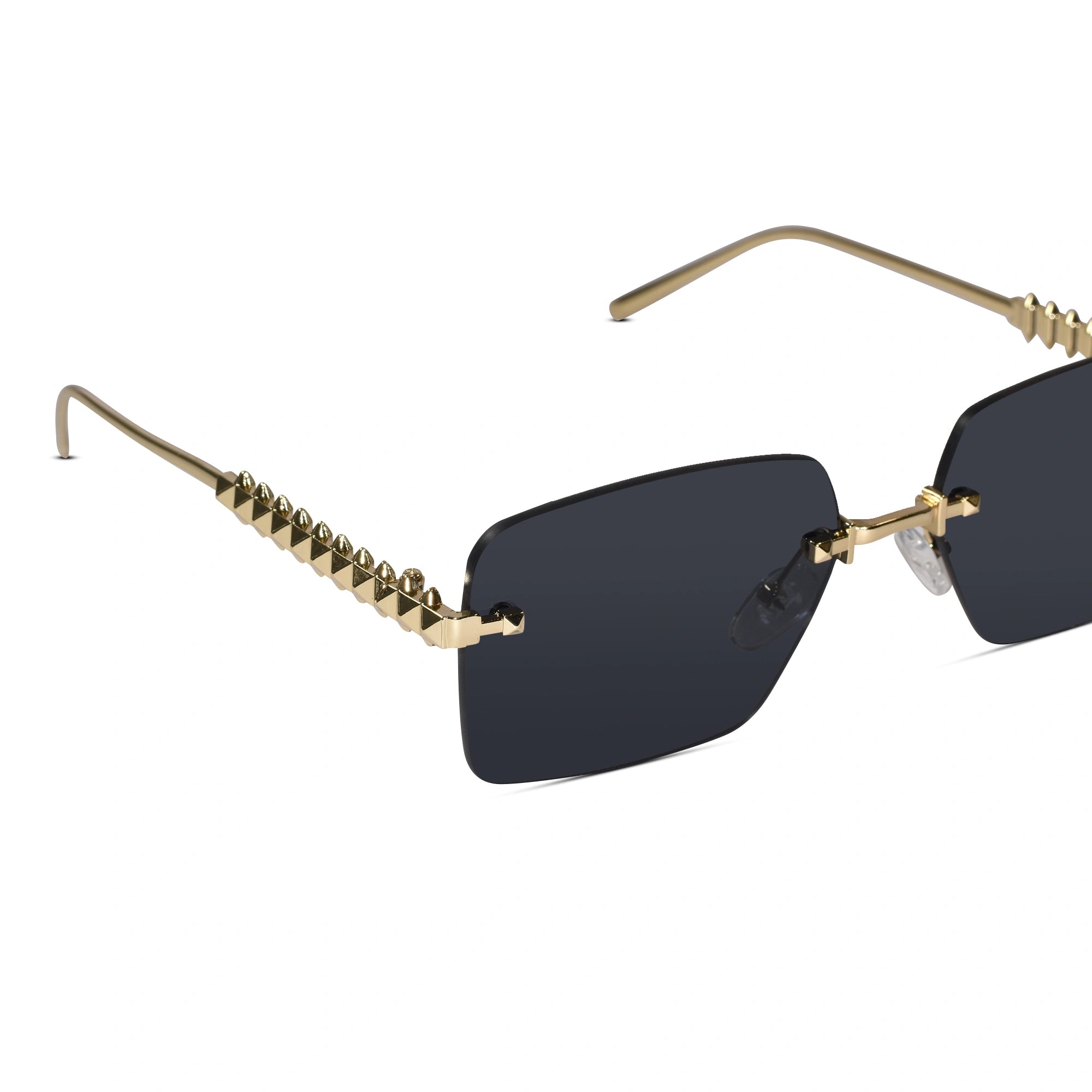 Gold Studded Rimless Sunglasses for Women ELS3038-BLK GOLD