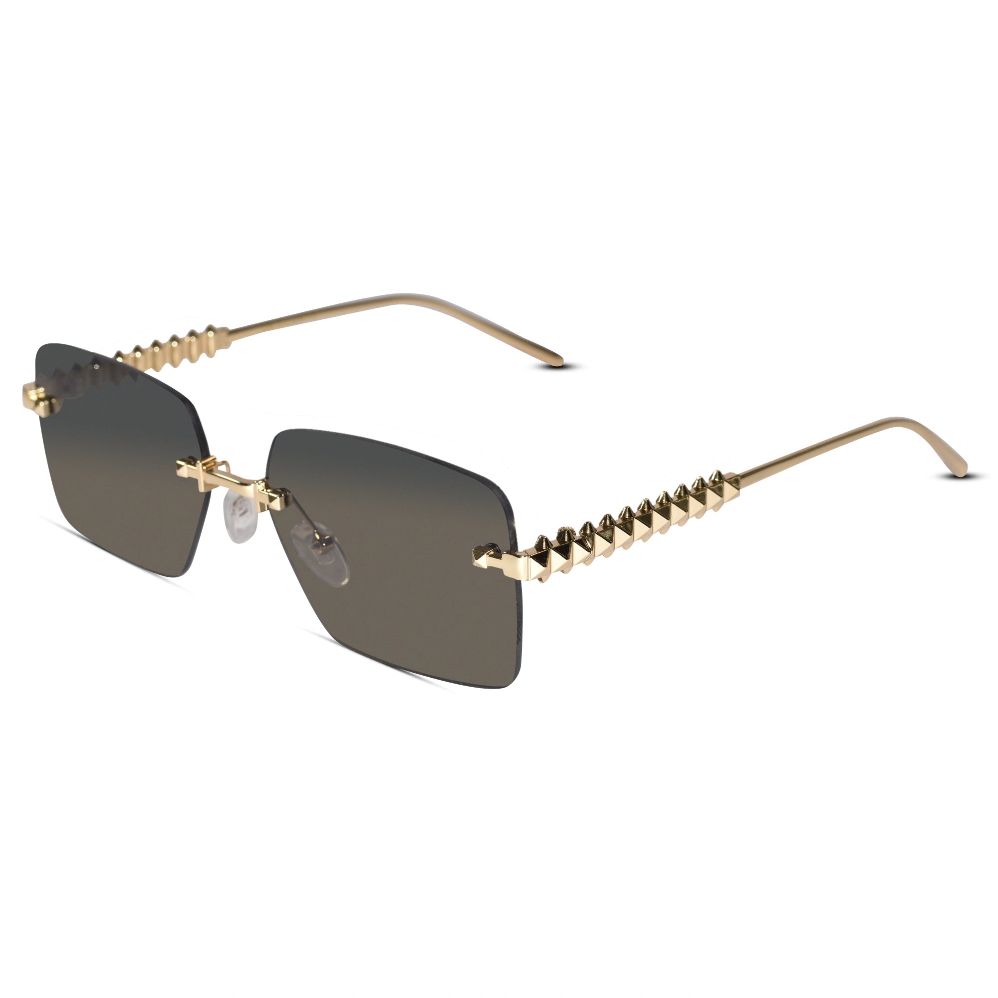 Gold Studded Rimless Sunglasses for Women ELS3038-GOLDEN