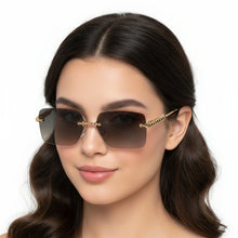 Gold Studded Rimless Sunglasses for Women