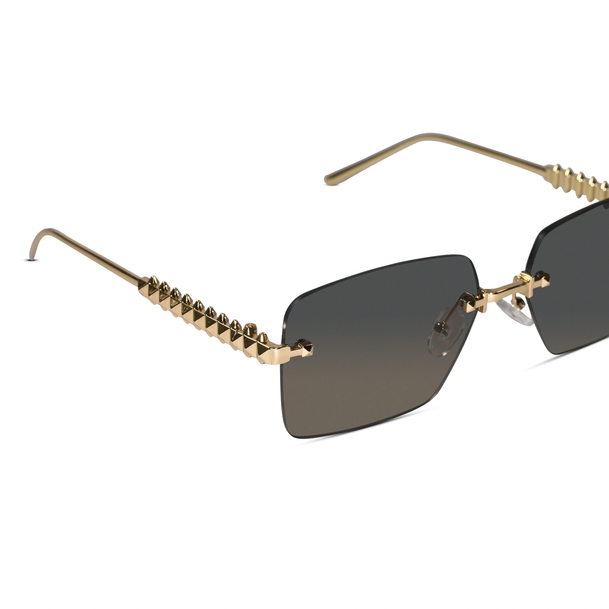 Gold Studded Rimless Sunglasses for Women ELS3038-GOLDEN