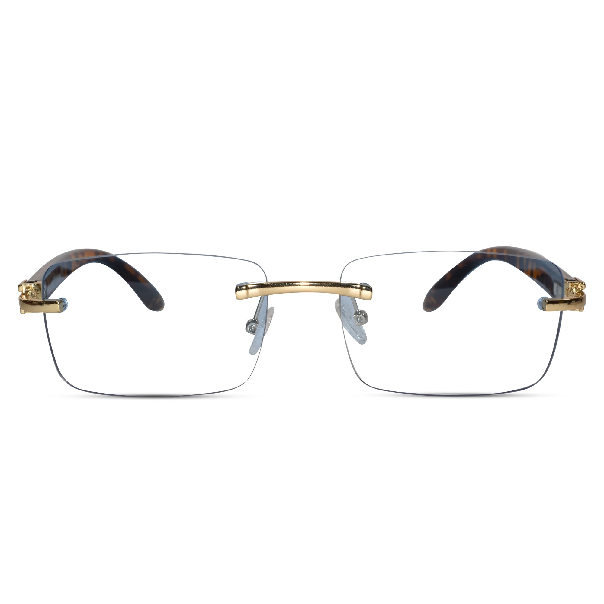 Golden Animal Print  Rimless Eyeglasses