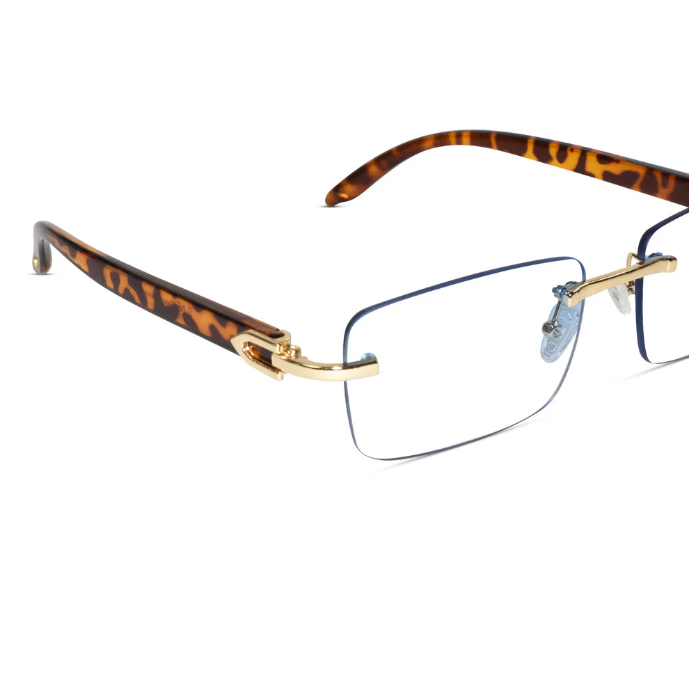 Designer Gold Black Reactngular Rimless Eyeglasses