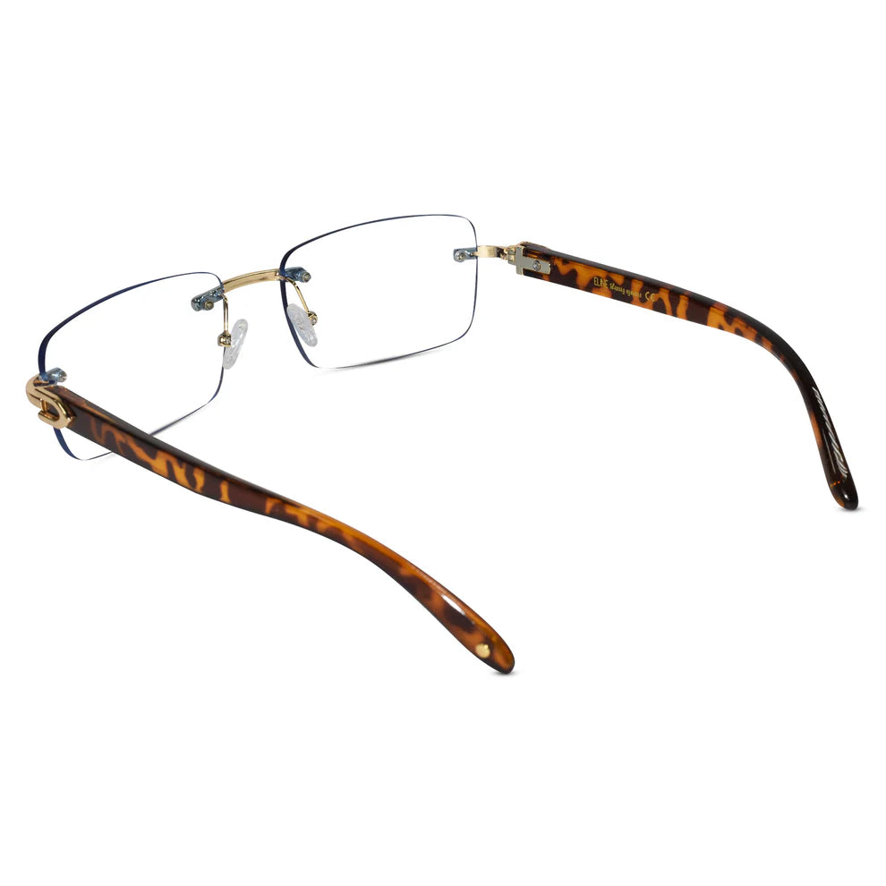 Designer Gold Black Reactngular Rimless Eyeglasses