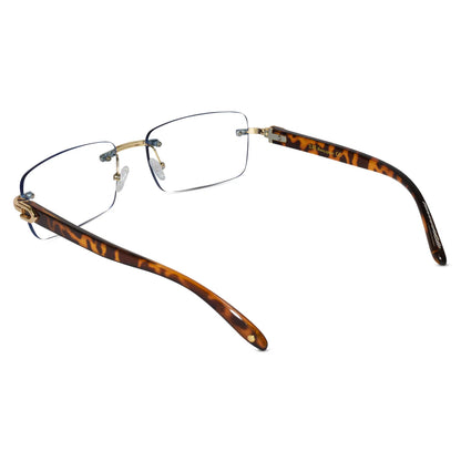 Designer Gold Black Reactngular Rimless Eyeglasses