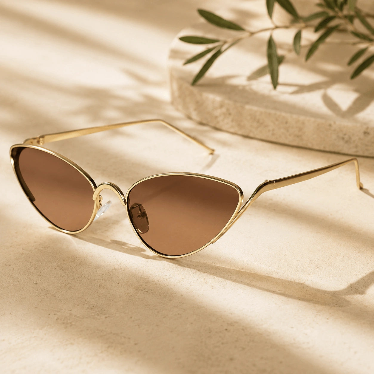 Golden Cateye Brown Sunglasses for Women ELS2026S020-BRN-GOLD