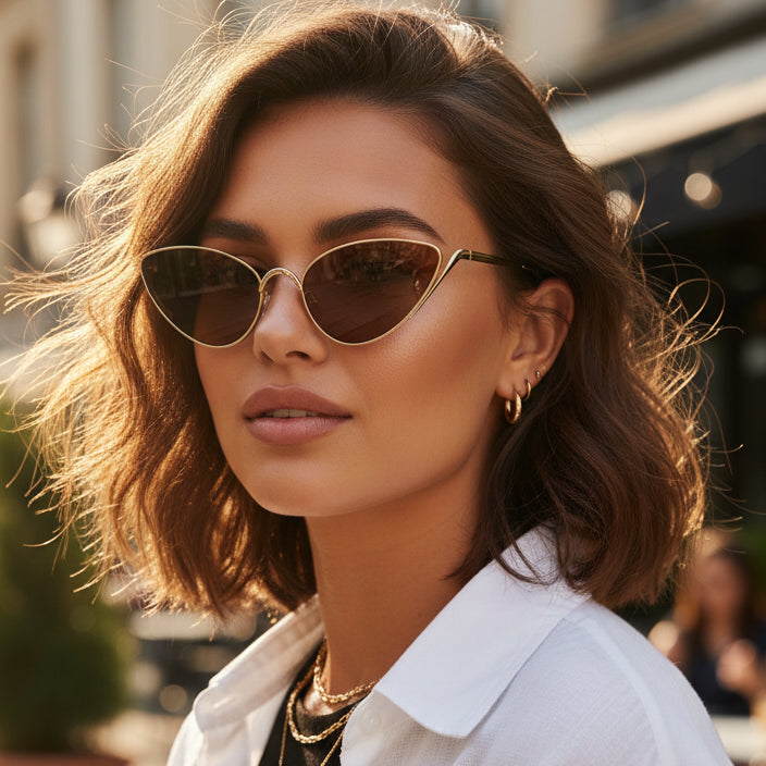 Golden Cateye Brown Sunglasses for Women ELS2026S020-BRN-GOLD