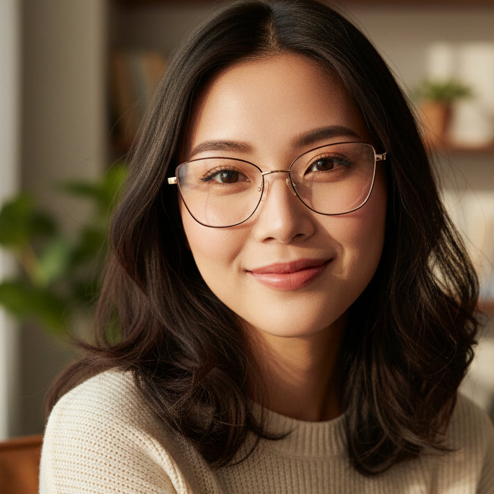 Golden Cateye Eyeglasses For Women LKE11923-GLD