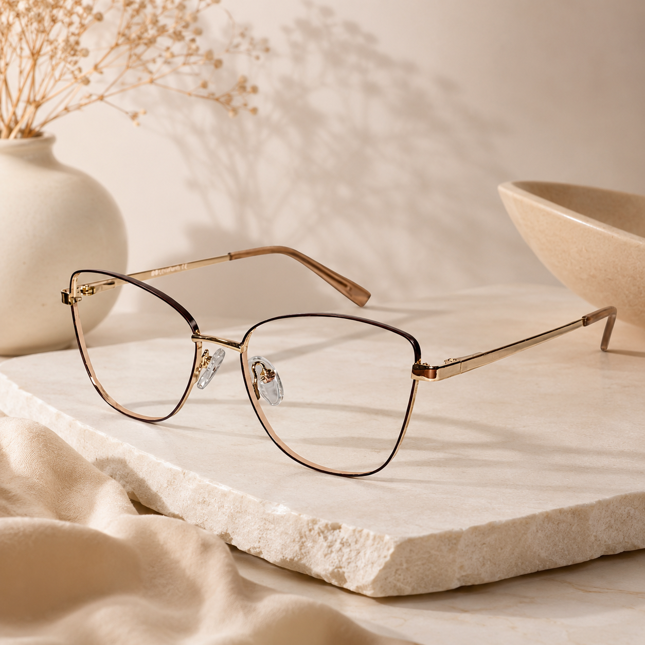 Golden Cateye Eyeglasses For Women LKE11923-GLD