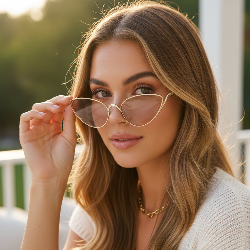Golden Cateye Sunglasses for Women ELS2026S020-BRN