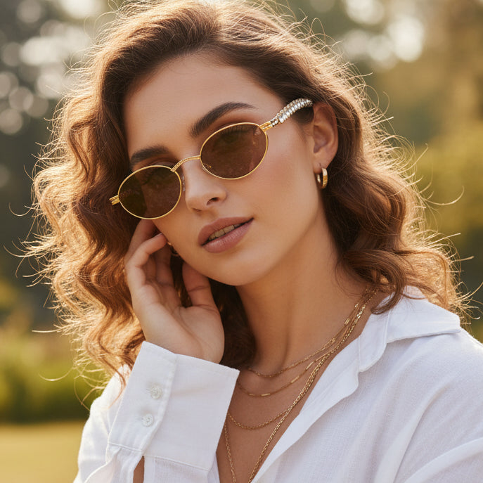 Golden Oval Sunglasses for Women ELS2026S023-BRN