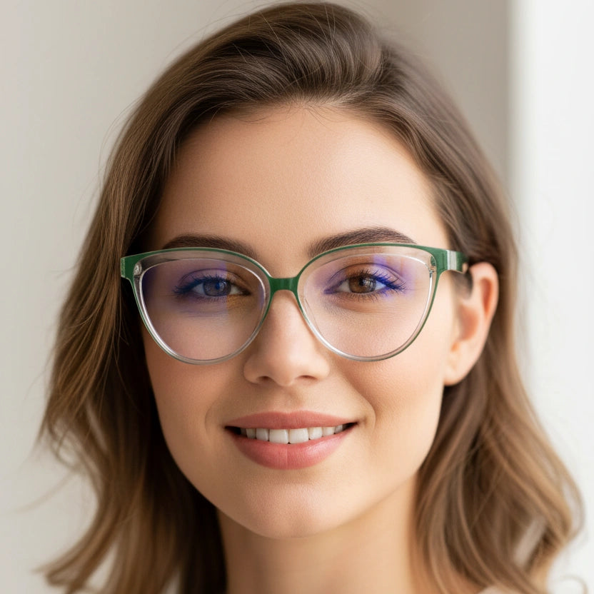 Green Cateye Computer Glasses For Women LKE23050-GRN