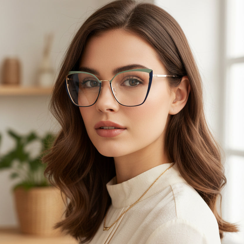 Green Cateye Eyeglasses For Women LKE9702-GRN