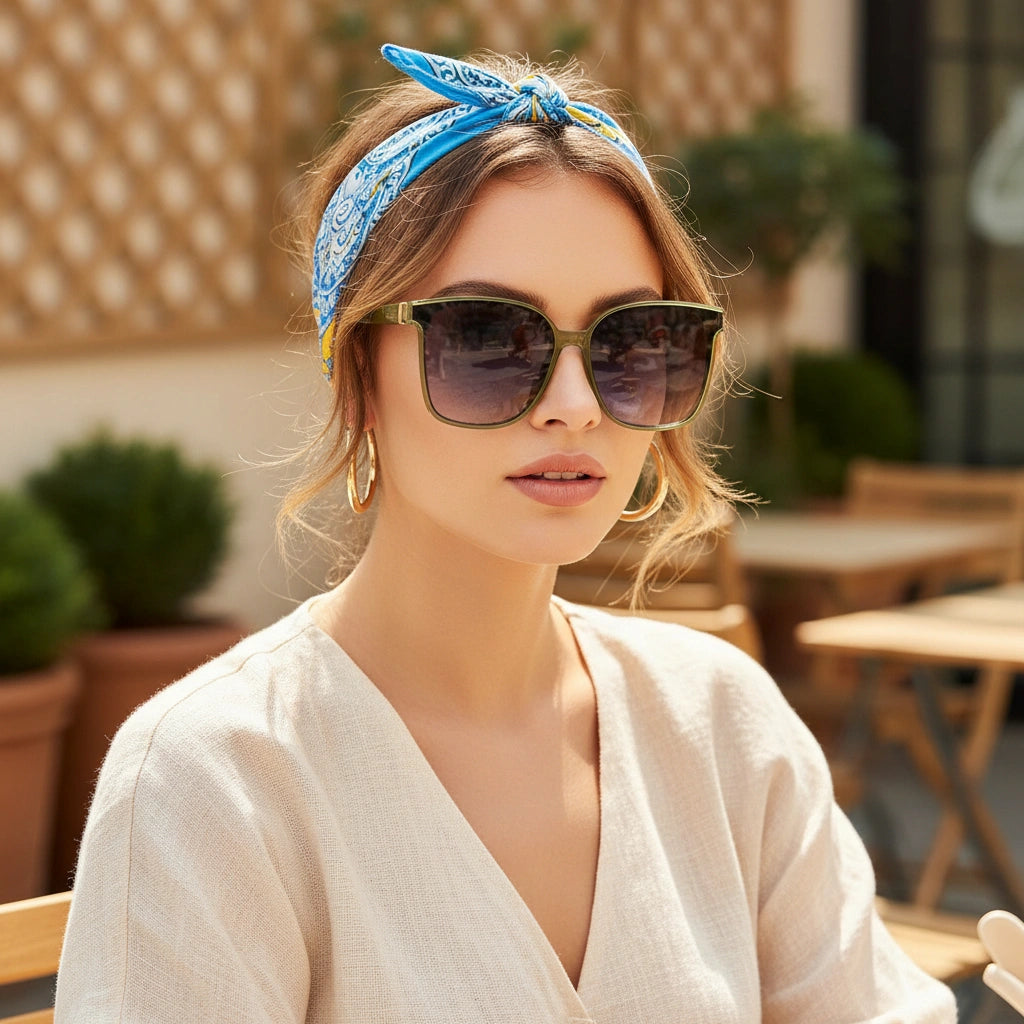 Green Polarised Square sunglasses For Women ELS2954-GRN