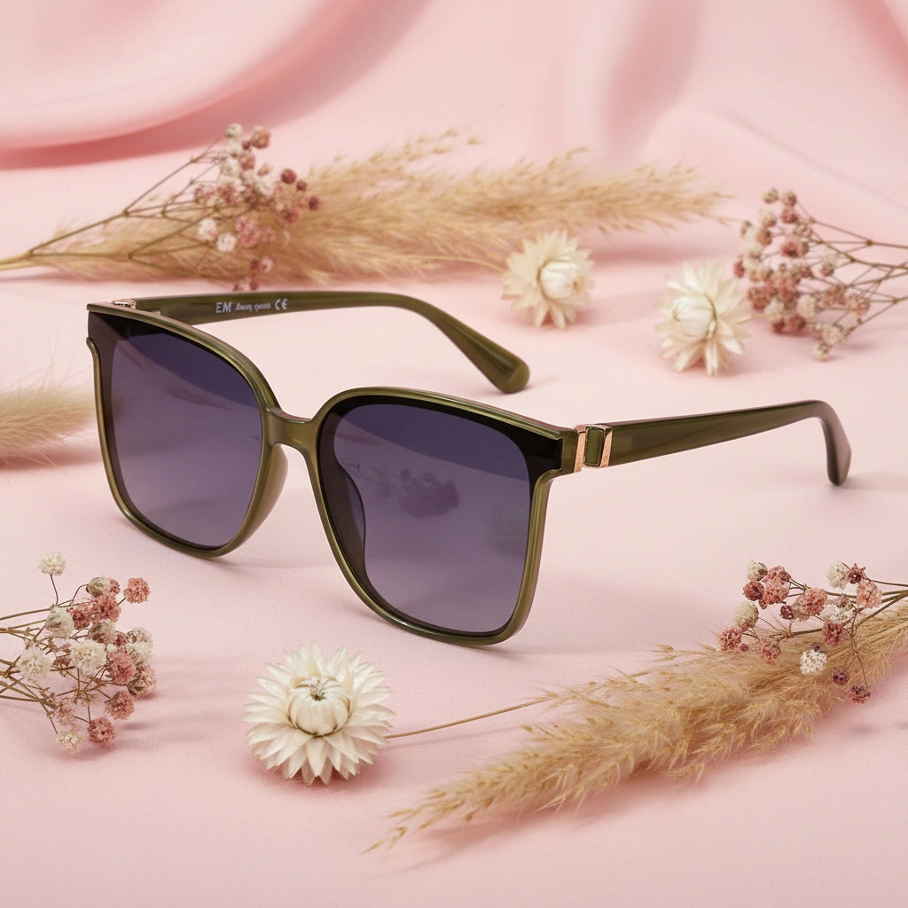 Green Polarised Square sunglasses For Women ELS2954-GRN