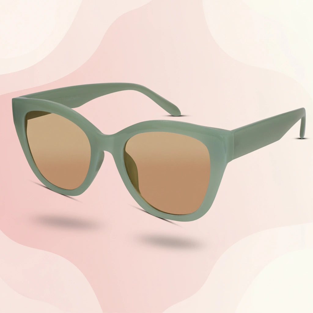 Green with Brown Lenses Cateye Sunglasses For Women LKS2414-GRN