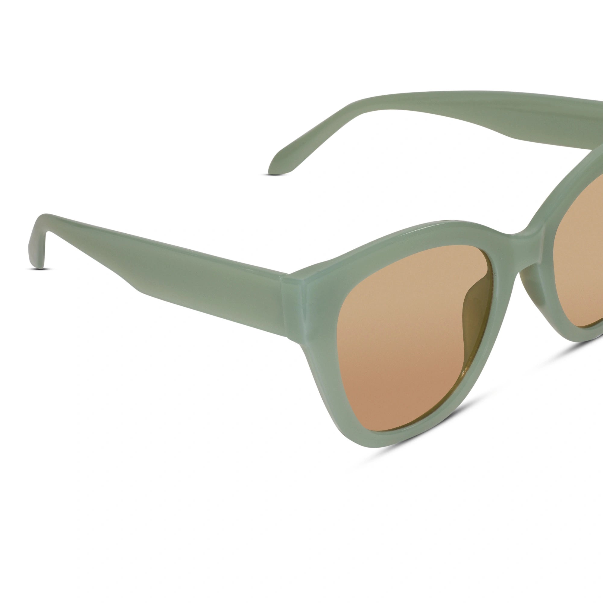 Green with Brown Lenses Cateye Sunglasses For Women LKS2414-GRN