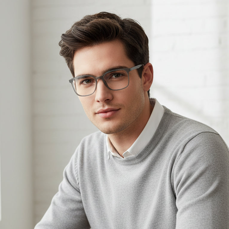 Shiny Grey Square Computer Glasses For Men & Women LKE28006-Grey