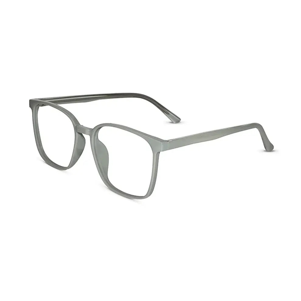 Side view of shiny grey square computer glasses lightweight spectacles with antiglare lenses for digital comfort