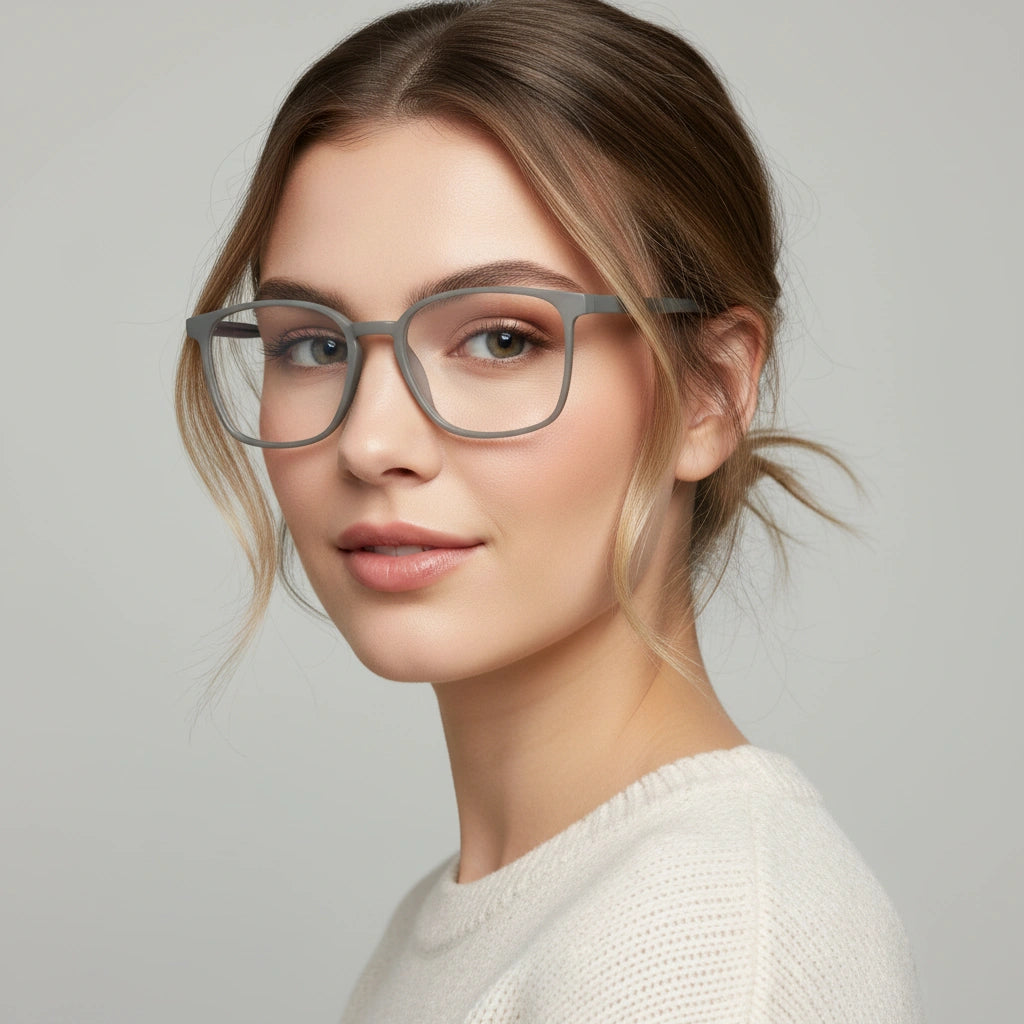 Shiny Grey Square Computer Glasses For Men & Women LKE28006-Grey