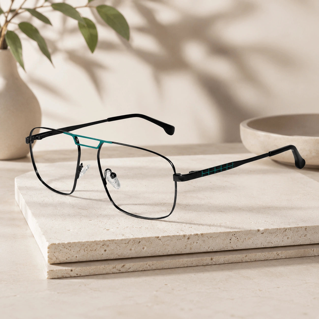 Grey Aviator Eyeglasses & Computer Glasses For Men ELE8615-BLK