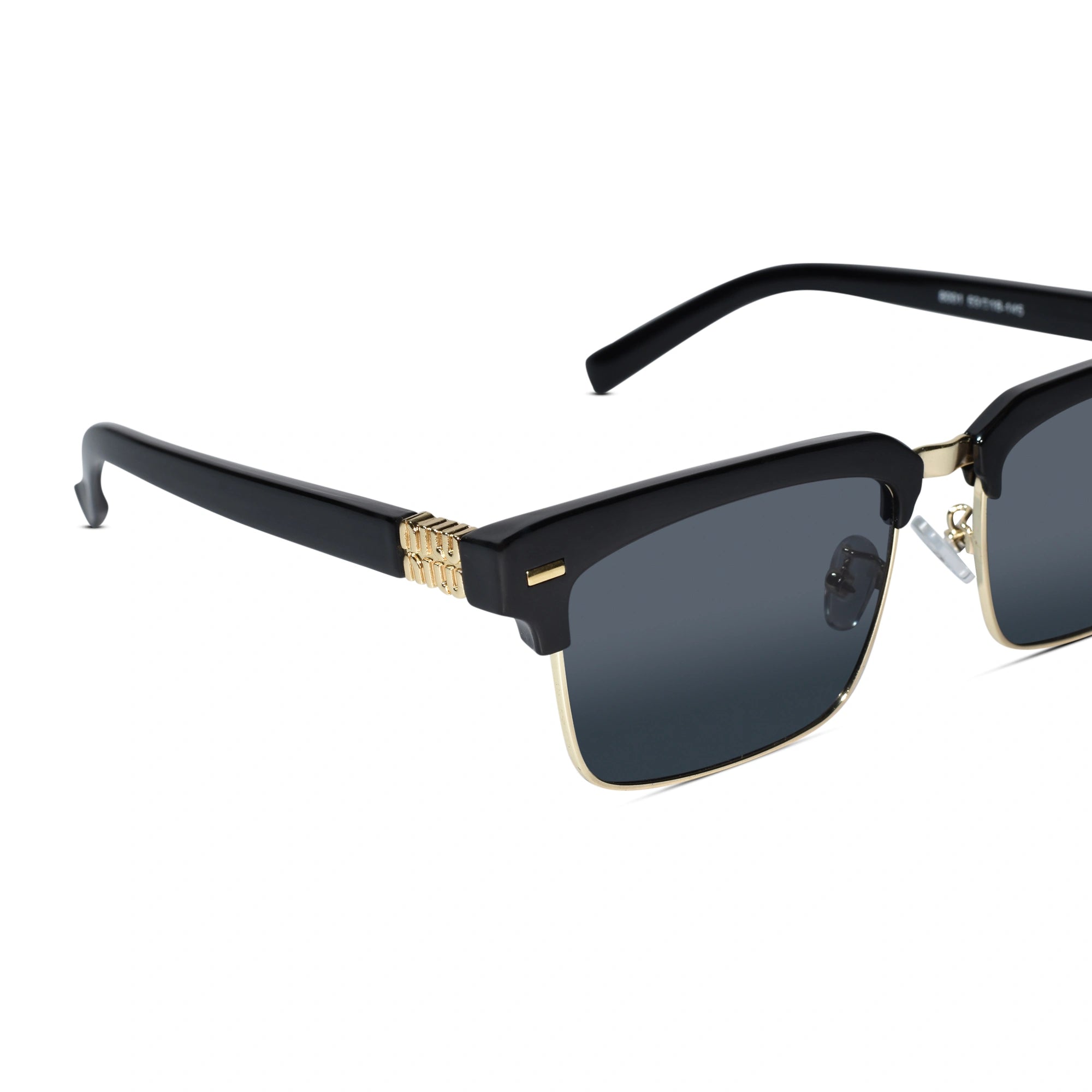 Half Frame Black Gold Sunglasses for Men ELS2026S014-BLK