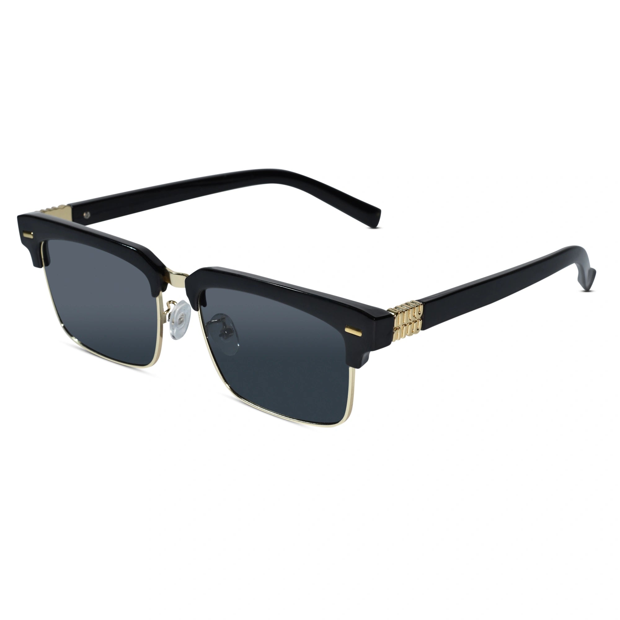 Half Frame Black Gold Sunglasses for Men ELS2026S014-BLK