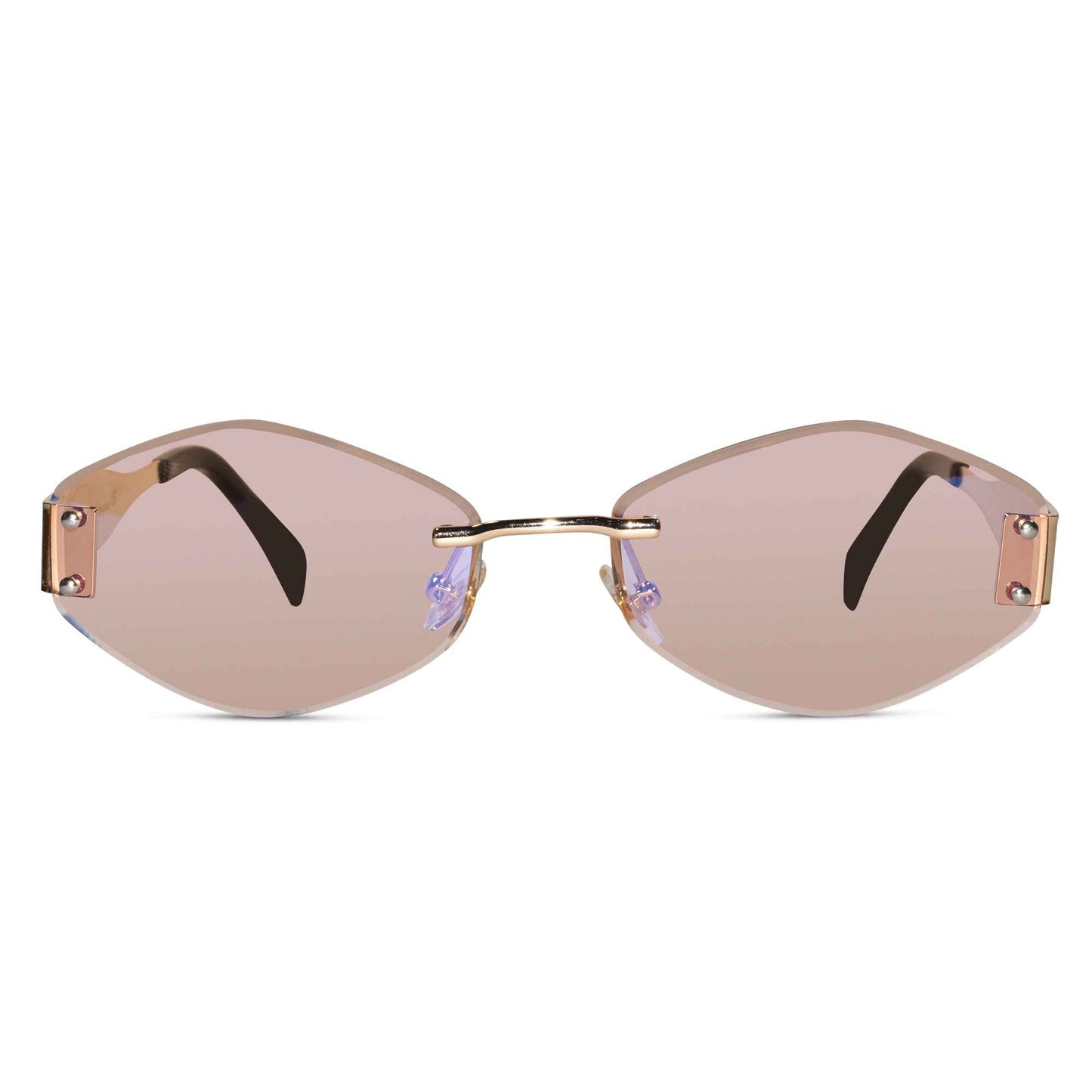 Hexa Designer Pink Rimless Sunglasses