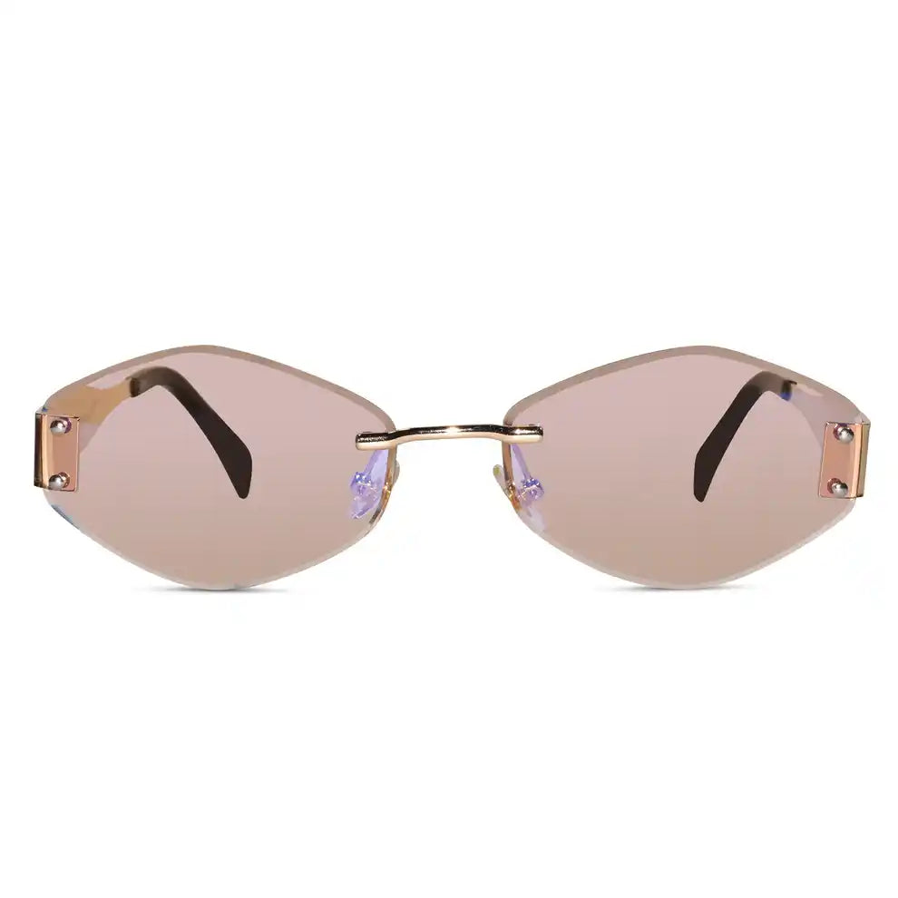 Hexa Gold Green Rimless Sunglasses