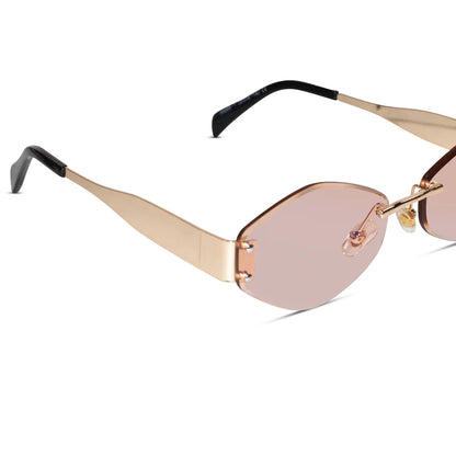 Hexa Gold Green Rimless Sunglasses