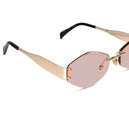 Hexa Designer Pink Rimless Sunglasses