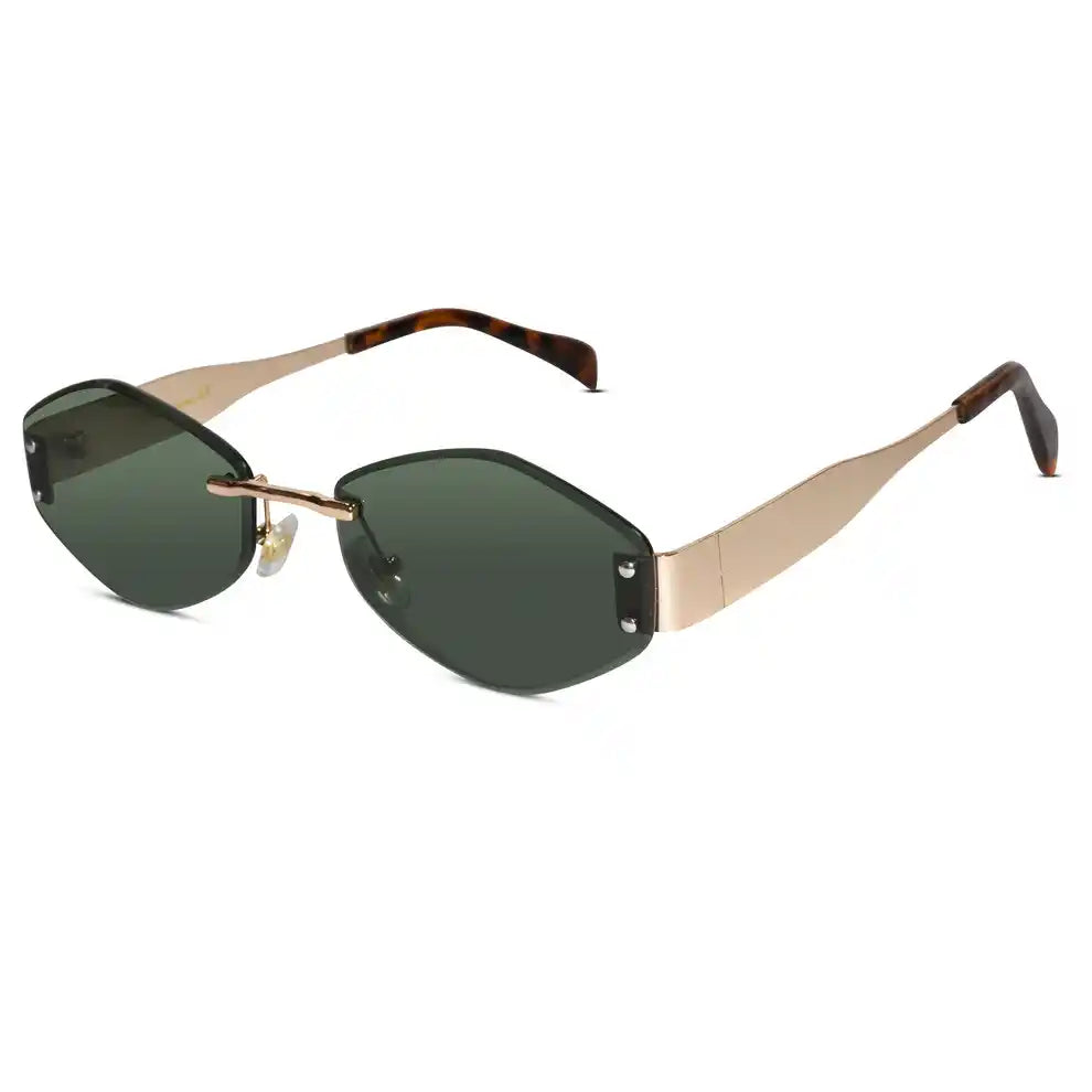 Hexa Designer Green Rimless Sunglasses Men & Women