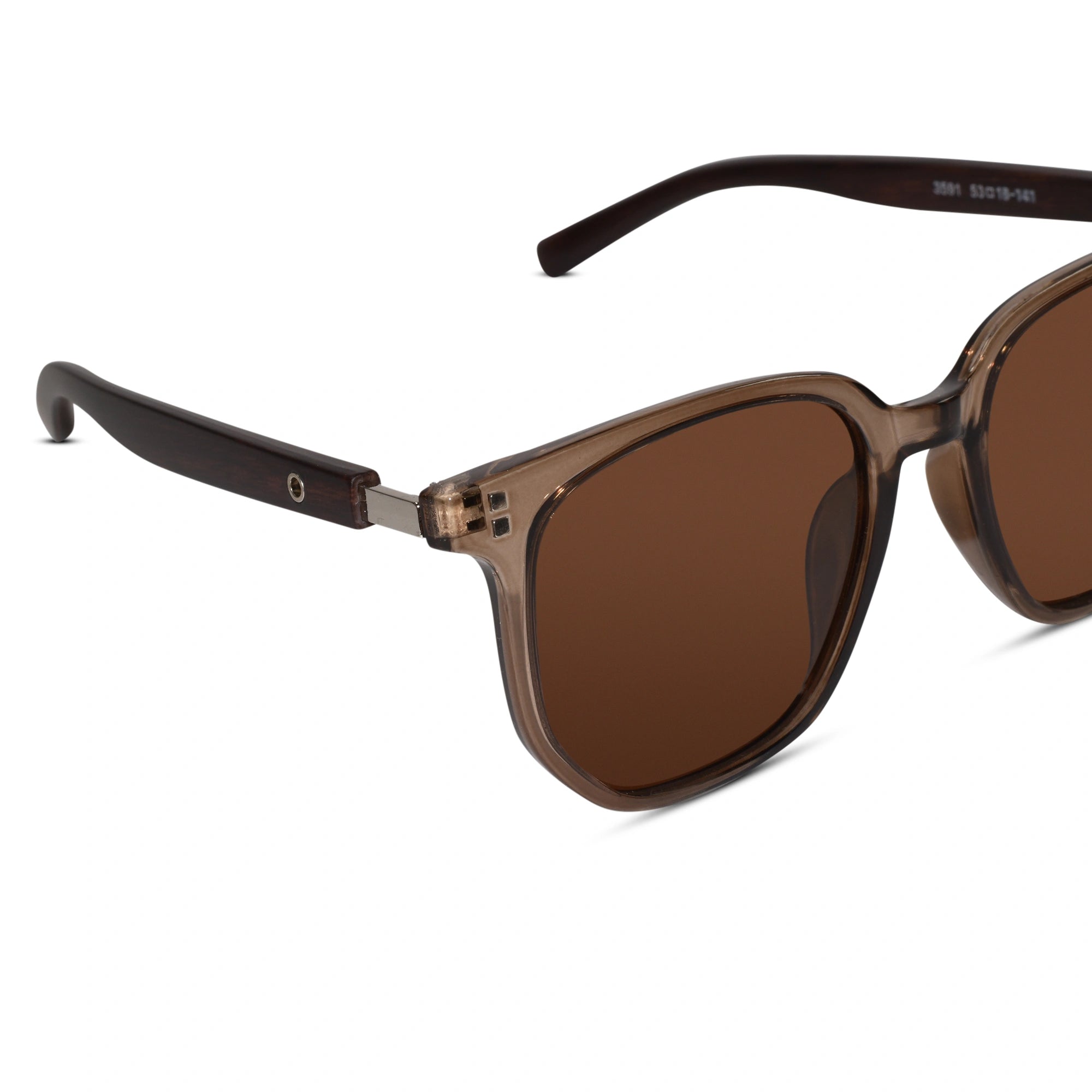Hexagonal Brown Sunglasses For men LKS3591-BRN