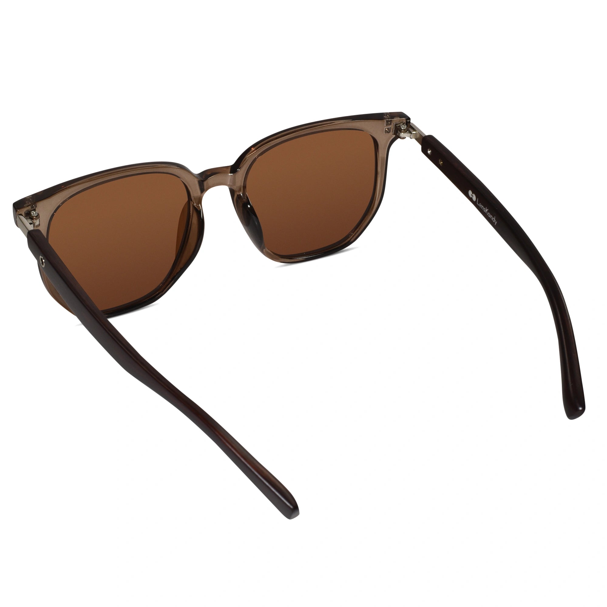 Hexagonal Brown Sunglasses For men LKS3591-BRN
