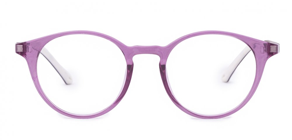 Crystal Purple Full Rim Round Clip on Eyeglasses ( 8-12 Yrs )