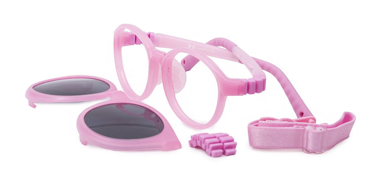 Pink Full Rim Round flexible Clip on Eyeglasses ( 8-12 Yrs )