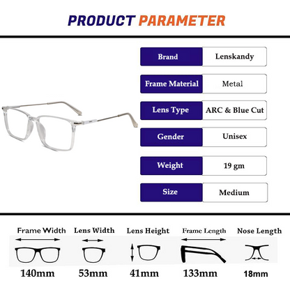 Black Rectangular Eyeglasses For Men & Women