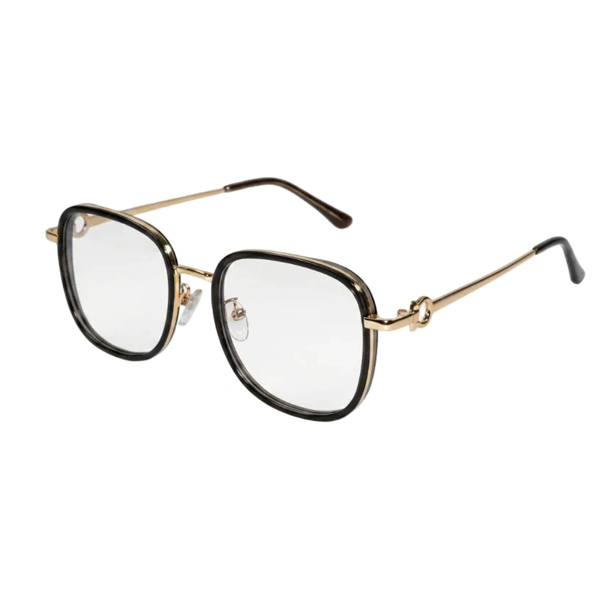 Designer Gold Square Metal Eyeglasses For Women