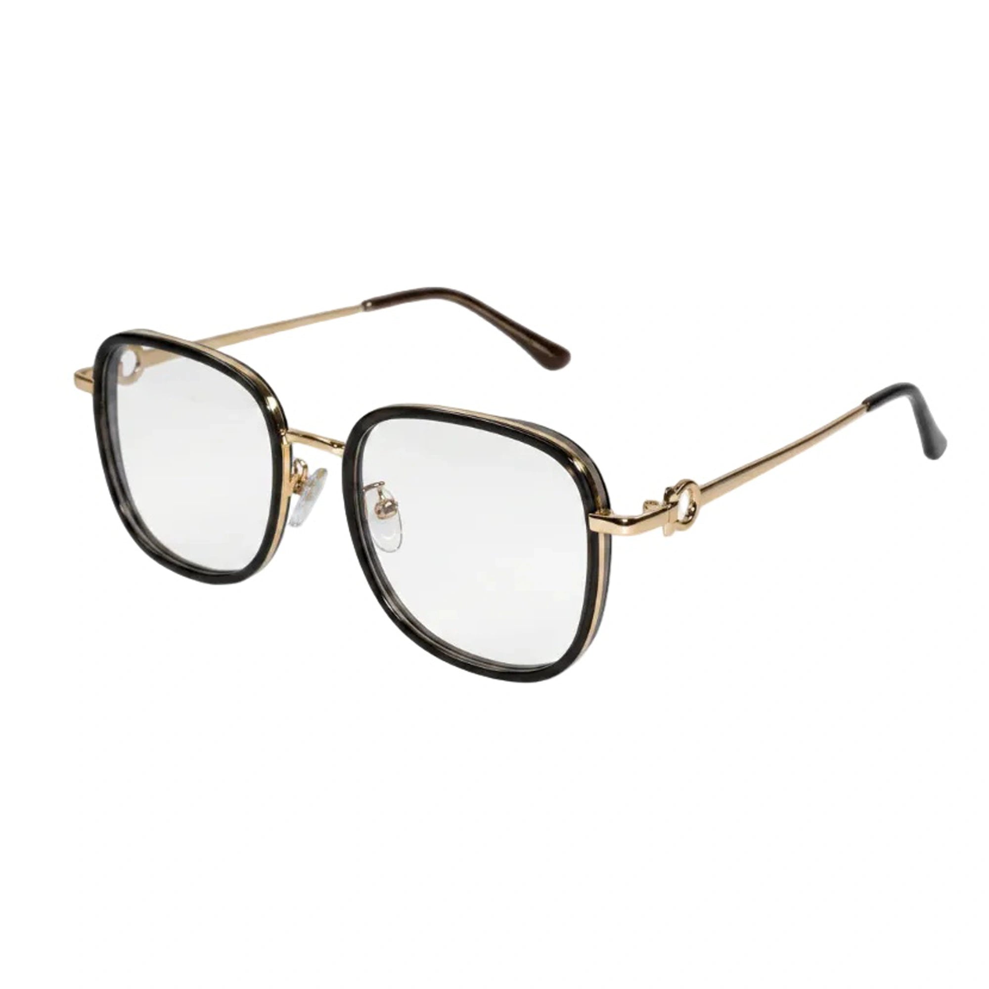 Designer Gold Square Metal Eyeglasses For Women LKE2312-BLK