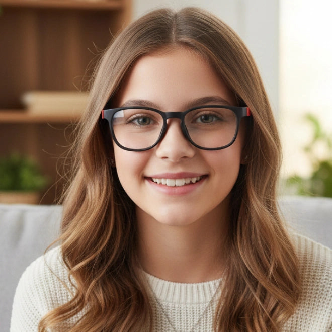 Kids Black Flexible Computer Glasses For Kids LKEKTR48-RED