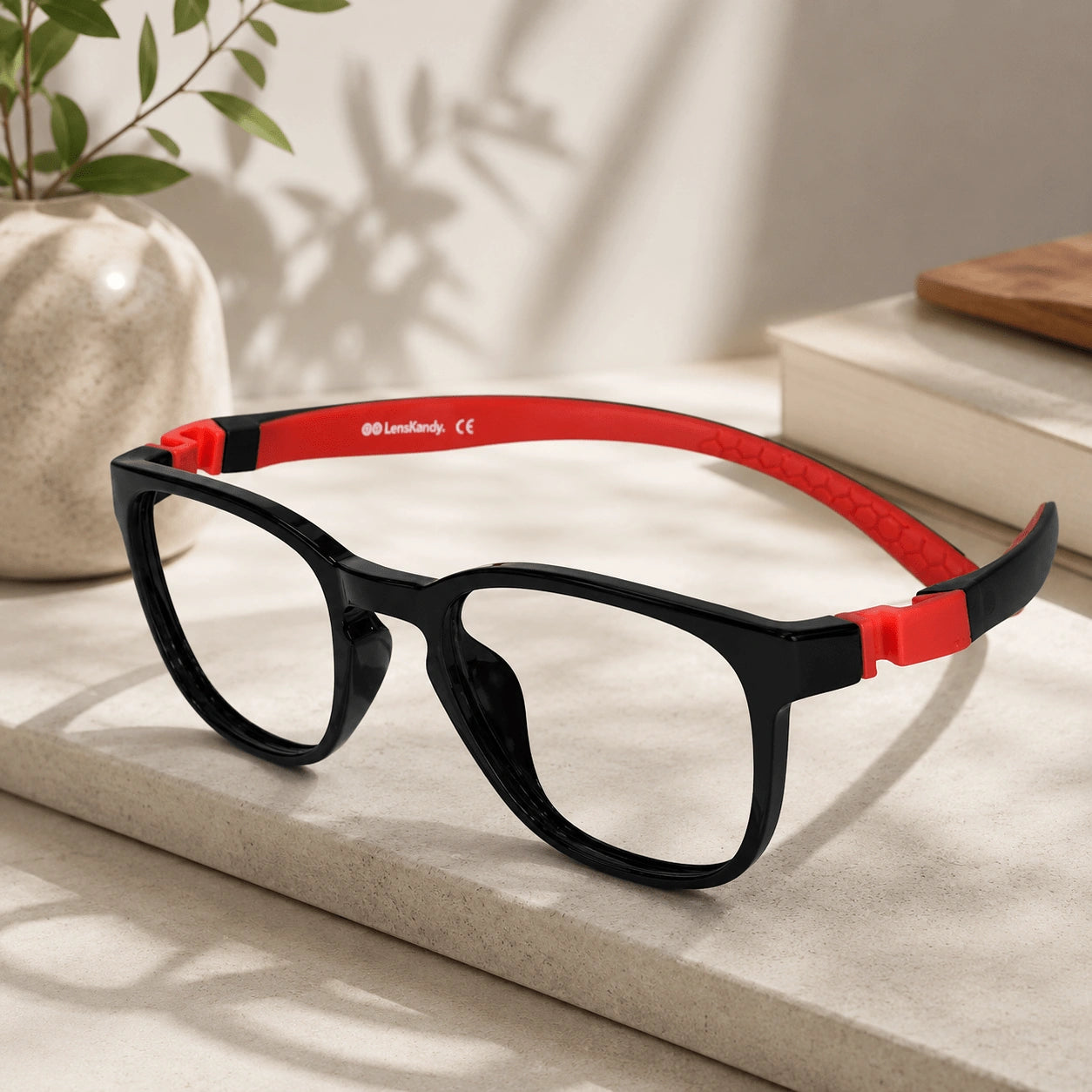Kids Black Flexible Computer Glasses For Kids LKEKTR48-RED