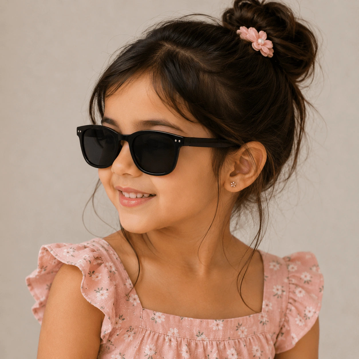 Kids Black Square Sunglasses For Girls & Boy LKKS-809-BLK