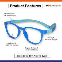 Kids Blue Flexible Computer Glasses For Kids