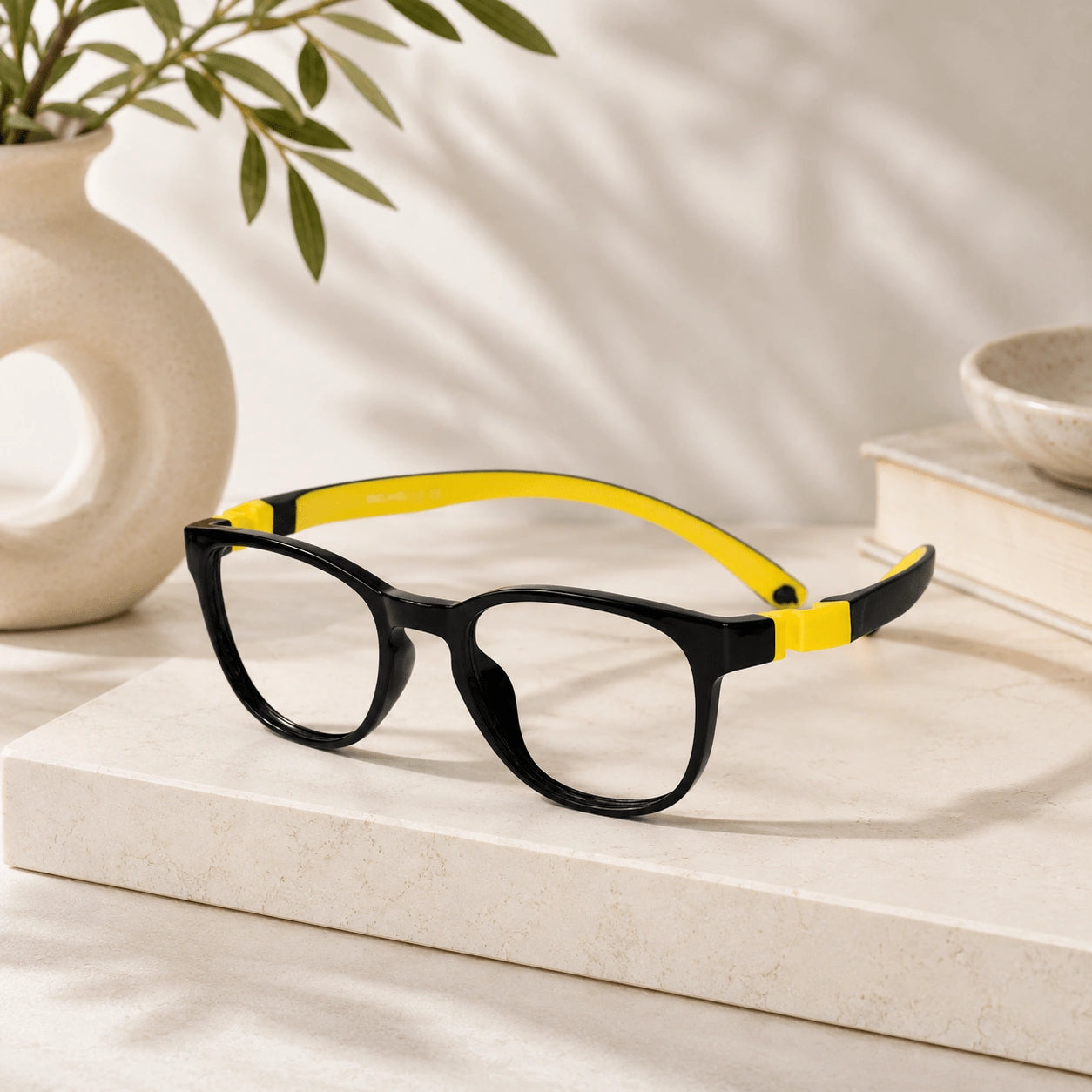 Kids Flexible Black Computer Glasses For Kids LKETKR48-BLK-YLW