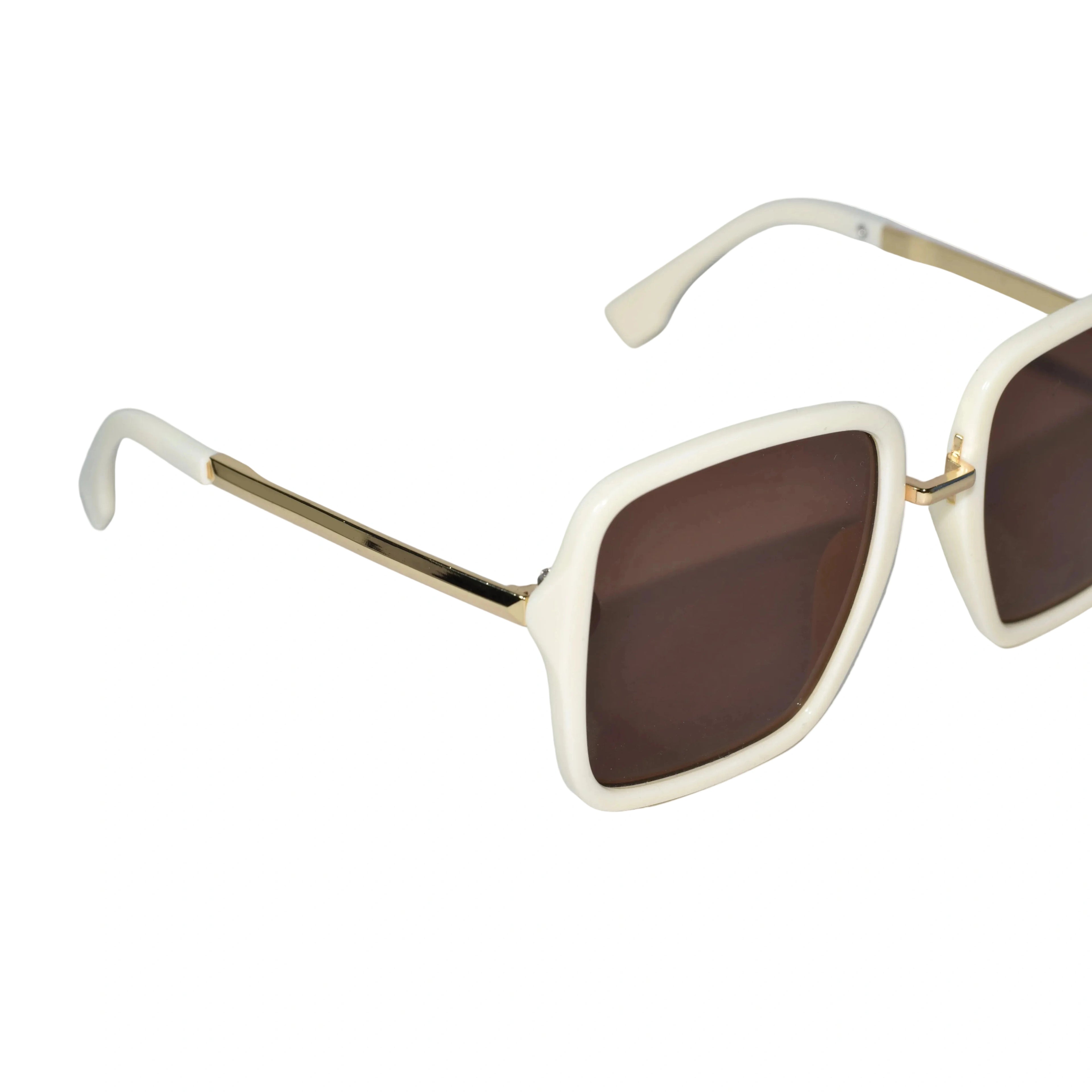 Kids Square Brown Lens Stylish Sunglasses For Girls & Boy LKKS-8636-White